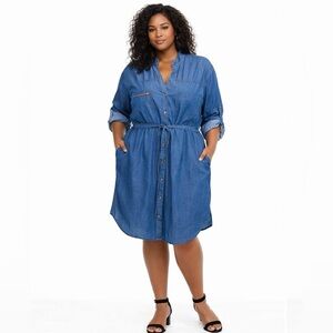 NWT Blue Denim Button-Up Dress